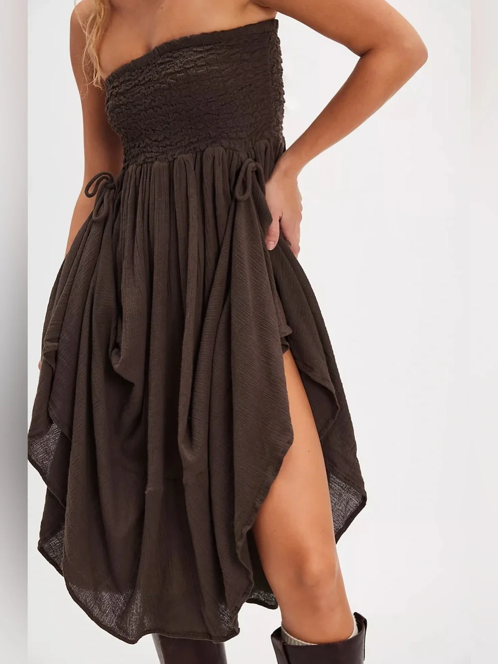 FREE PEOPLE PRAIRIE CONVERTIBLE SKIRT BROWN WOMENS MEDIUM
